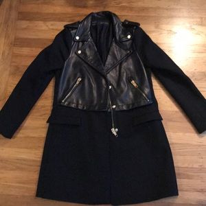 ZARA peacoat with leather accent!